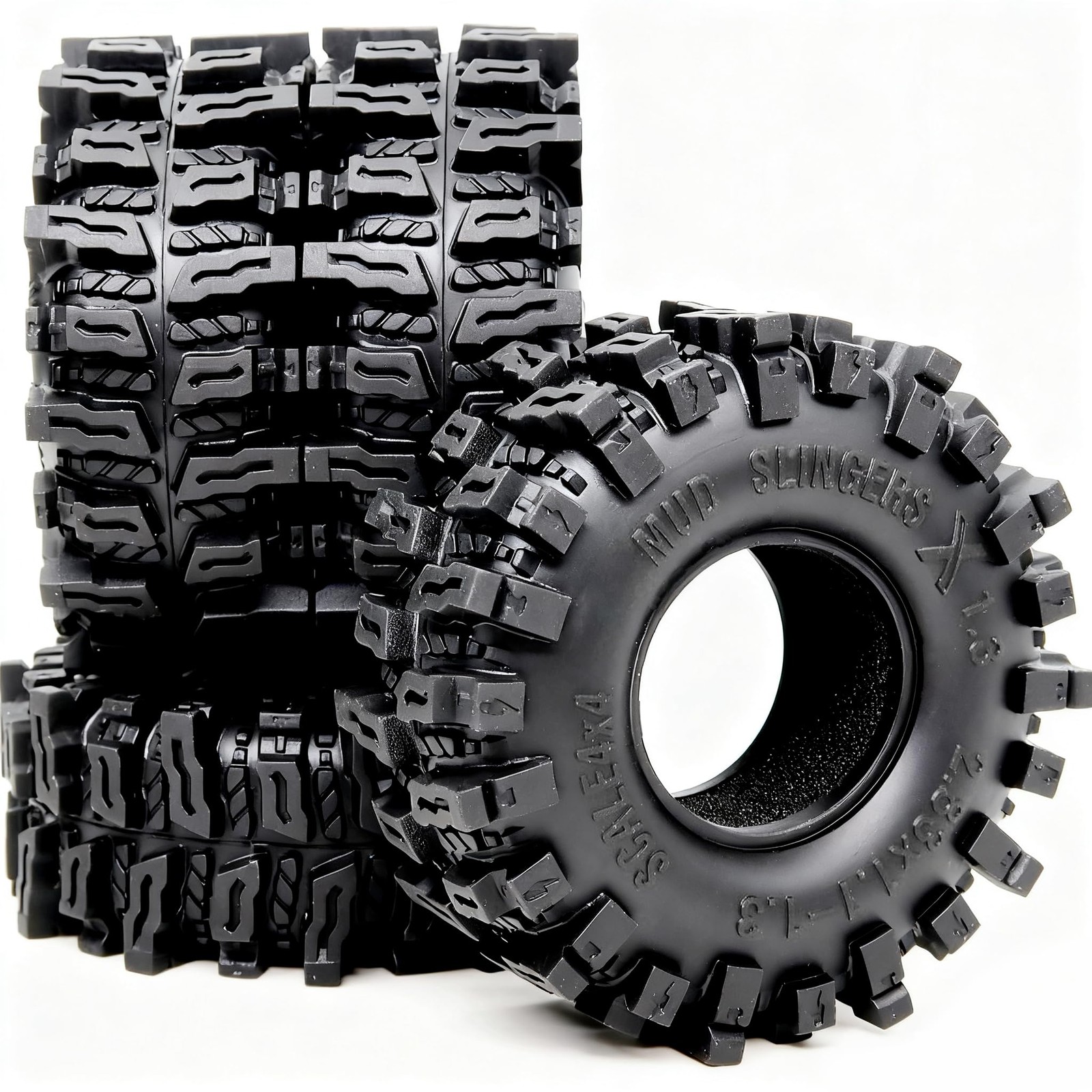 HOBBYSOUL 72mm RC 1.3 Tires Mud Slingers X 4-Pack For TRX4M SCX24 28/72