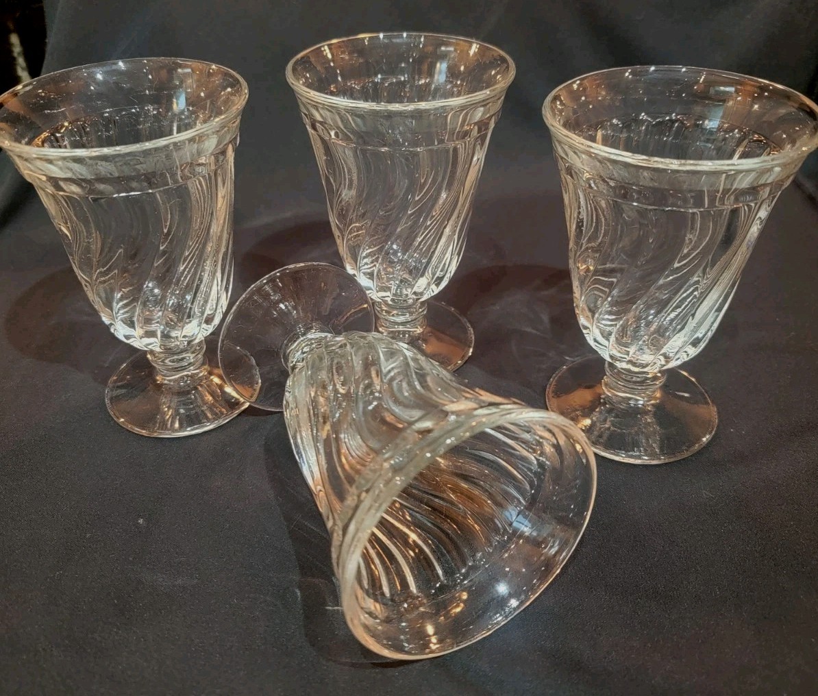 4 Fostoria COLONY Swirl Footed Iced Tea Glasses 5 3/4