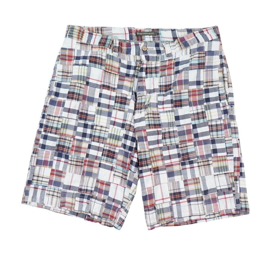 VTG Berle Patchwork Madras Shorts Mens 36 Preppy Nobby Clothes Nantucket Coastal