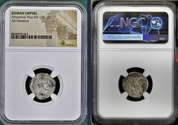 Roman Silver Denarius Emperor Antoninus Pius Ancient 138-161AD NGC Genuine Coin