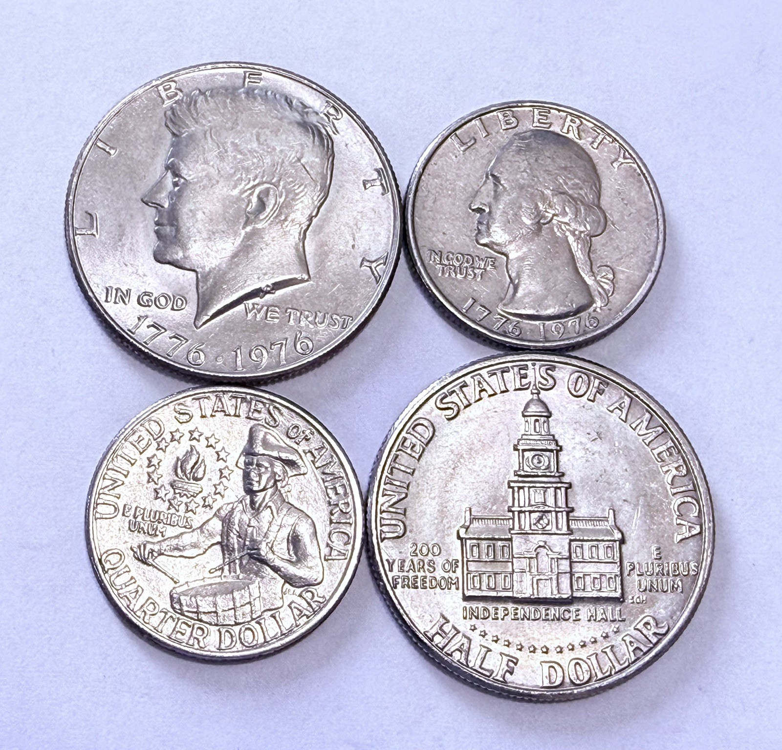 1976 Bicentennial Set of 4 Coins: Half Dollar and Quarter lot P and D mint fast 