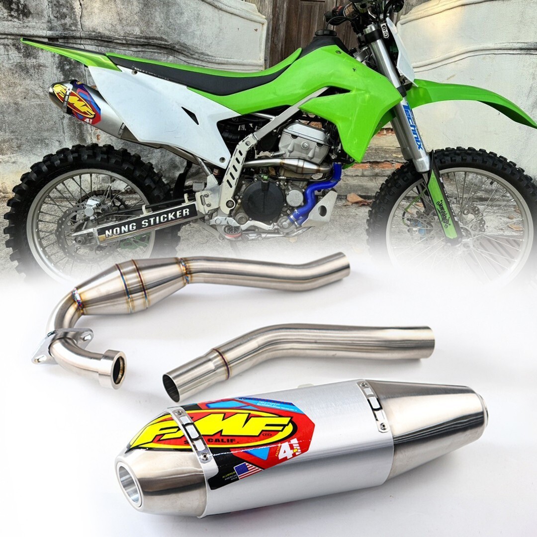 FIT KAWASAKI KLX300 R 2020-2024 SET FULL SYSTEM EXHAUST MUFFLER PIPE SILVER FIT KAWASAKI KLX300 R 2020-2024 SET FULL SYSTEM EXHAUST MUFFLER PIPE SILVER