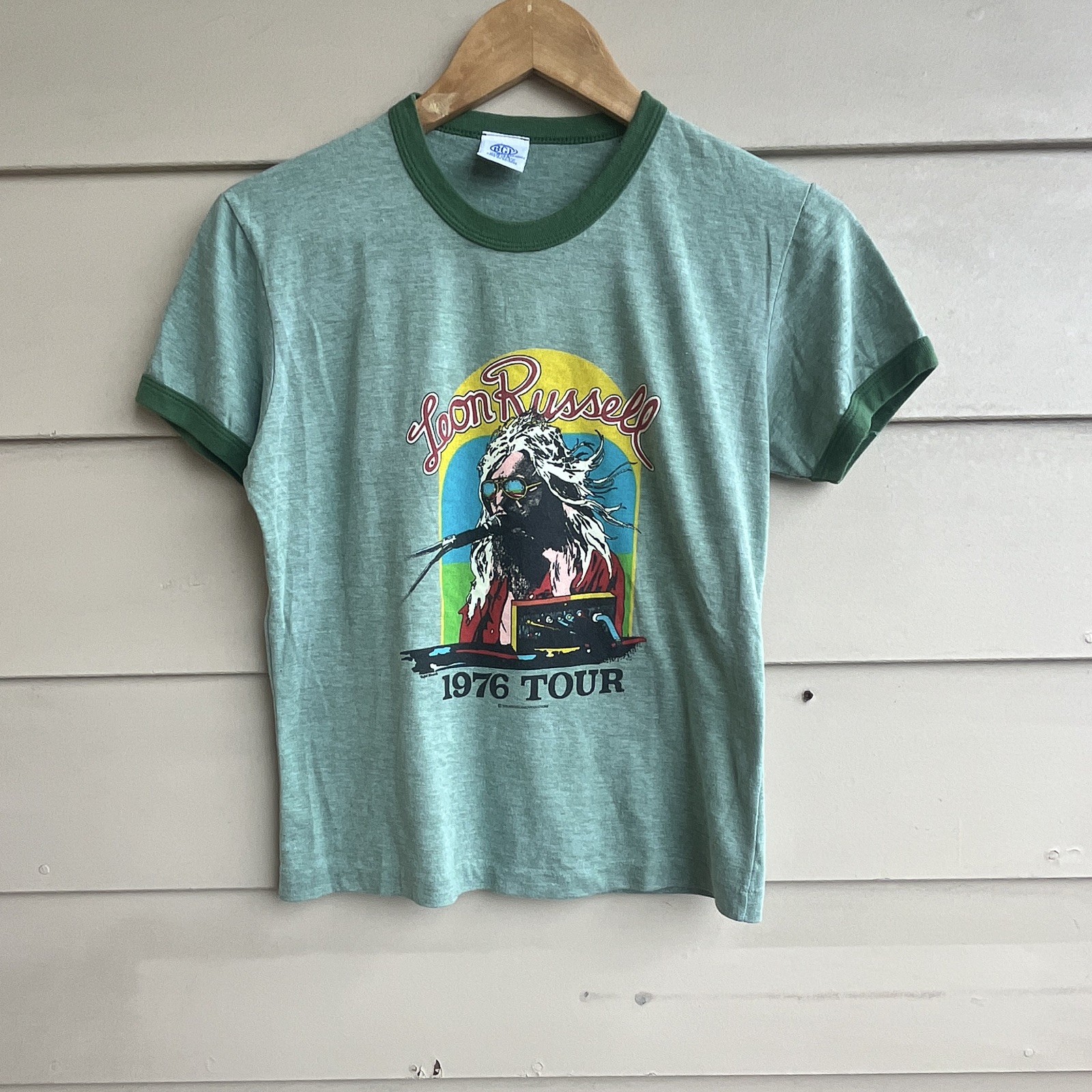 Vintage Leon Russell 1976 Tour Graphic Ringer Tee Womens Size S