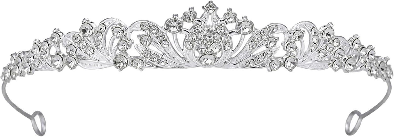 2.5cm Tall Silver Rhinestone Tiara Crown Wedding Prom Birthday Dainty Elegant