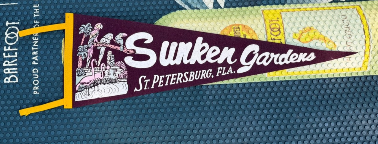 Vintage Sunken Gardens St Petersburg Florida Felt Pennant Mid Century Vintage Sunken Gardens St Petersburg Florida Felt Pennant Mid Century
