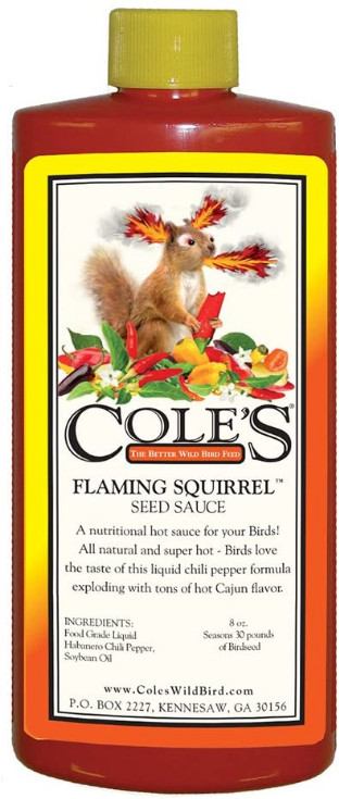 Cole\'s Wild Bird Products Flaming Squirrel Seed Sauce 8oz Squirrel Deterrent