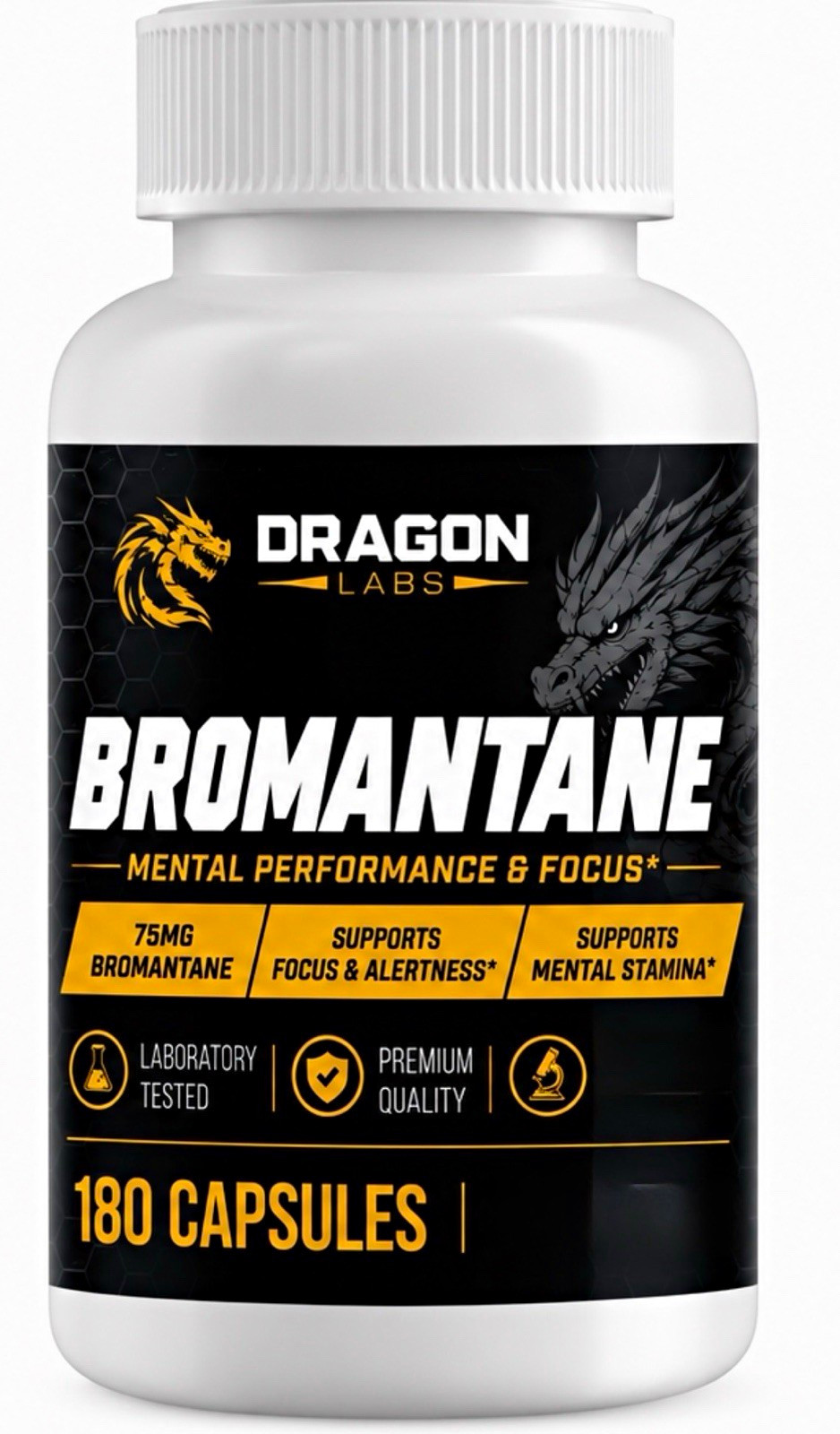 Dragon Labs Bromantane 75mg 180 Capsules Laboratory Tested Support Mental Focus