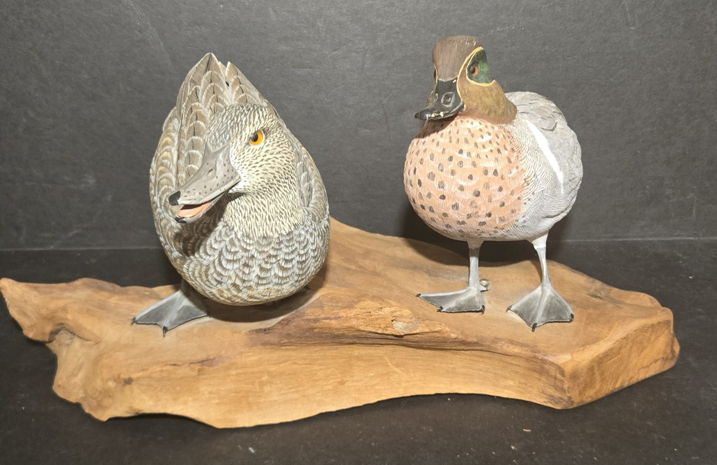 Carved Decoy Ducks Vtg Captain Fred Muhs 1985, 2 Ducks Hampton Bays NY - READ