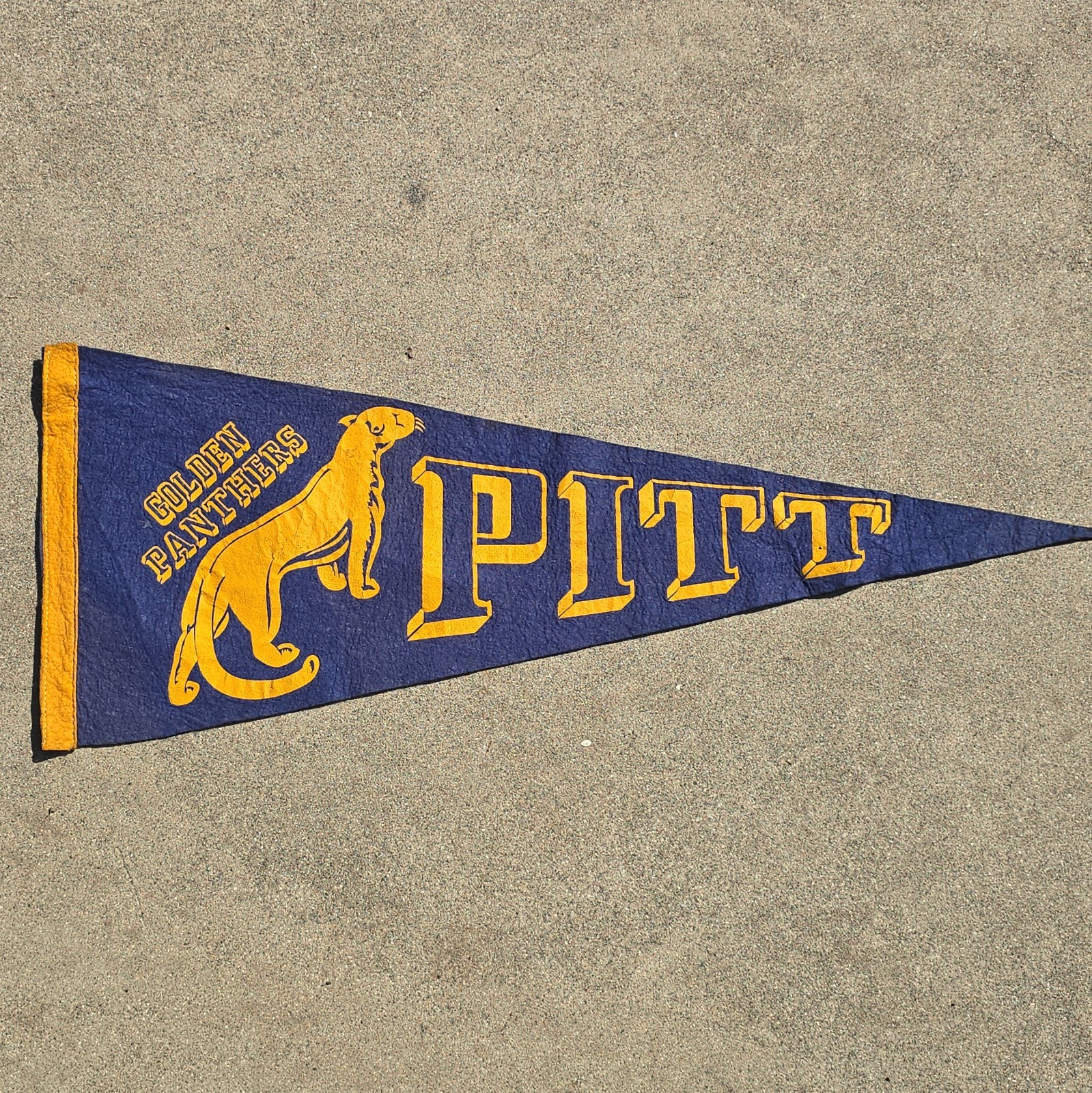 Rare Vintage Pitt Golden Panthers U. Pittsburgh Football Blue Soft Wool Pennant Rare Vintage Pitt Golden Panthers U. Pittsburgh Football Blue Soft Wool Pennant