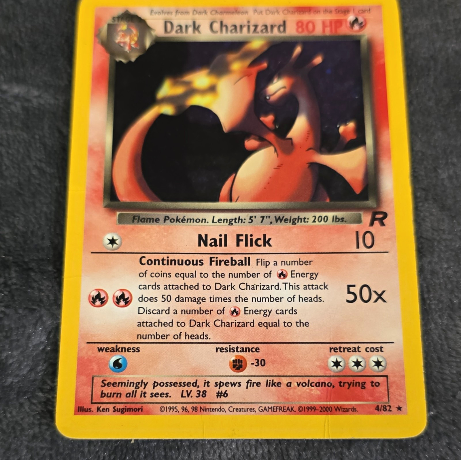 Pokemon TCG Wizards Team Rocket Dark Charizard 4/82 Holo Rare English 80 HP Pokemon TCG Wizards Team Rocket Dark Charizard 4/82 Holo Rare English 80 HP