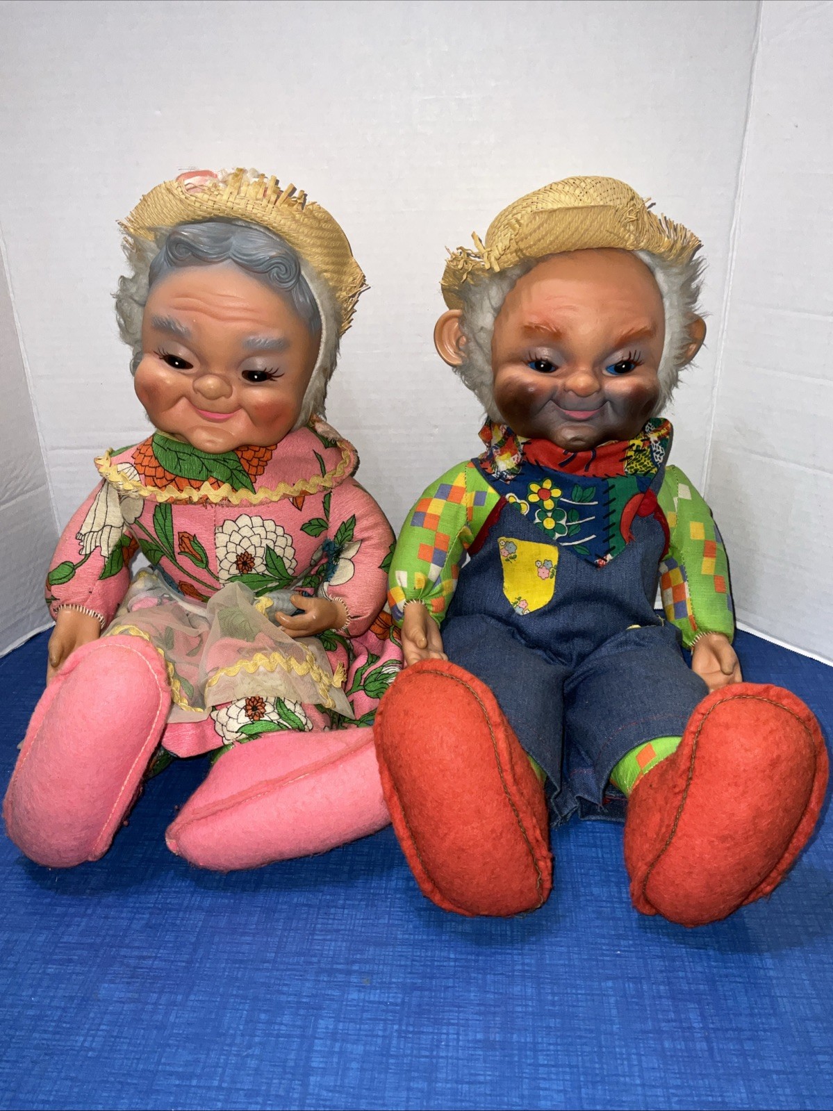 Vintage Rushton Rubber Face Stuffed Plush Toys Grandma And Grandpa Hobo Atlanta