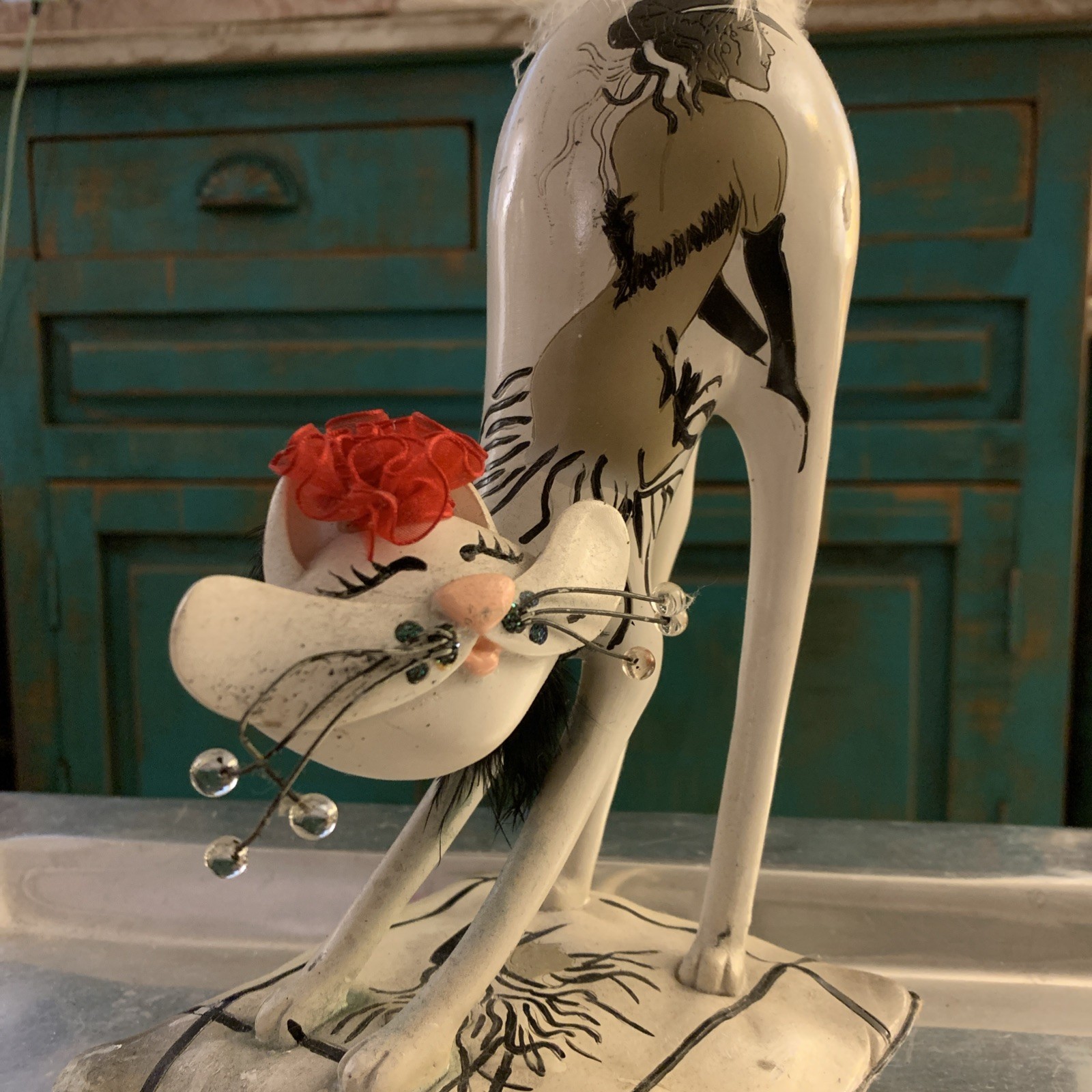 VTG Fanciful Feline Paris/French Cat Figurine AKA La Nuit Passee\' Resin 14\ VTG Fanciful Feline Paris/French Cat Figurine AKA La Nuit Passee\' Resin 14\