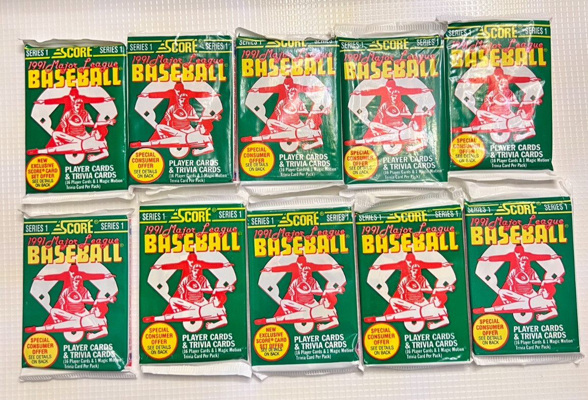 1991 Score Series 1 Baseball Wax Packs Lot of 10  Factory Sealed Unopened MLB