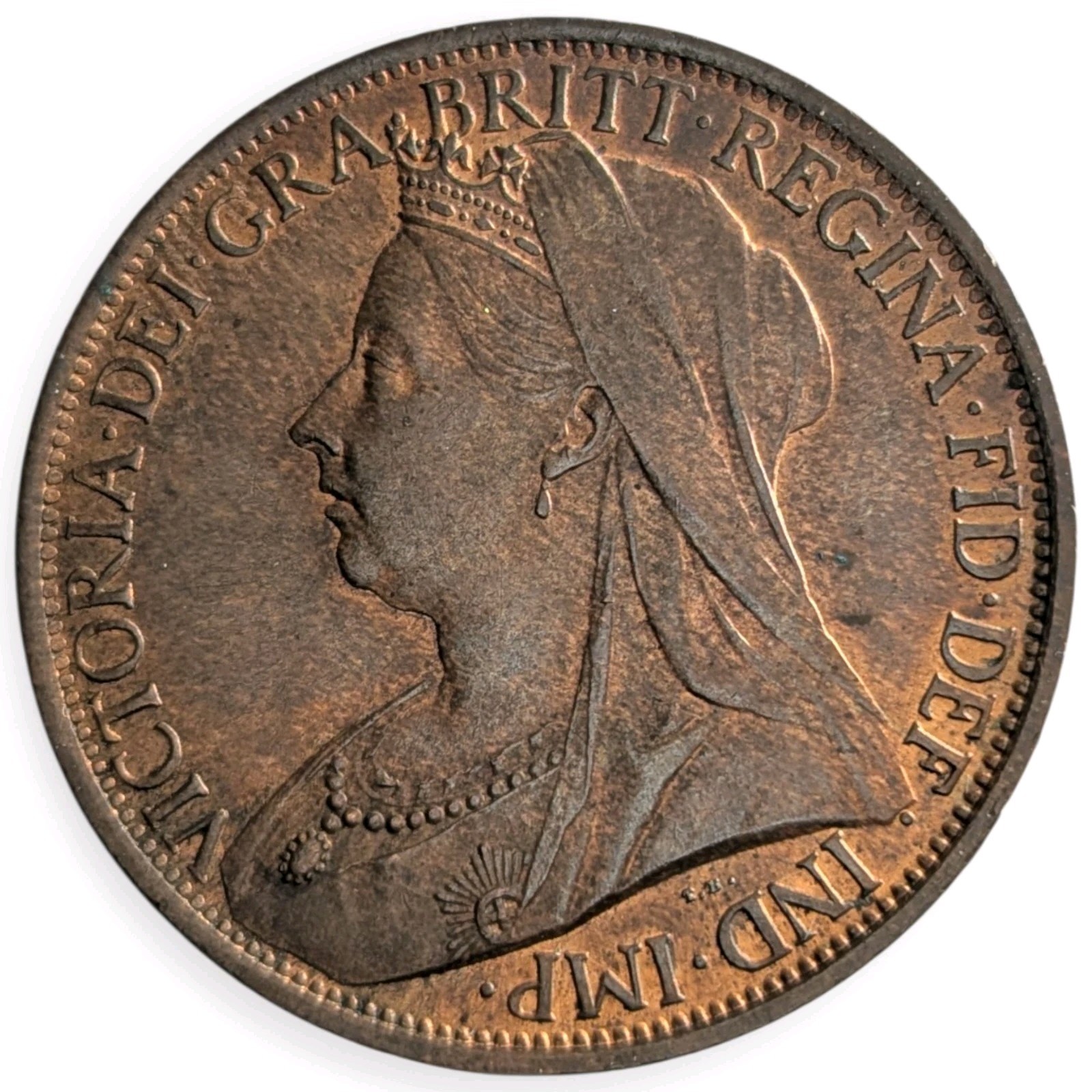 1899 Great Britain 1 Penny Bronze Coin Victoria Matron Head Nice Piece 2U