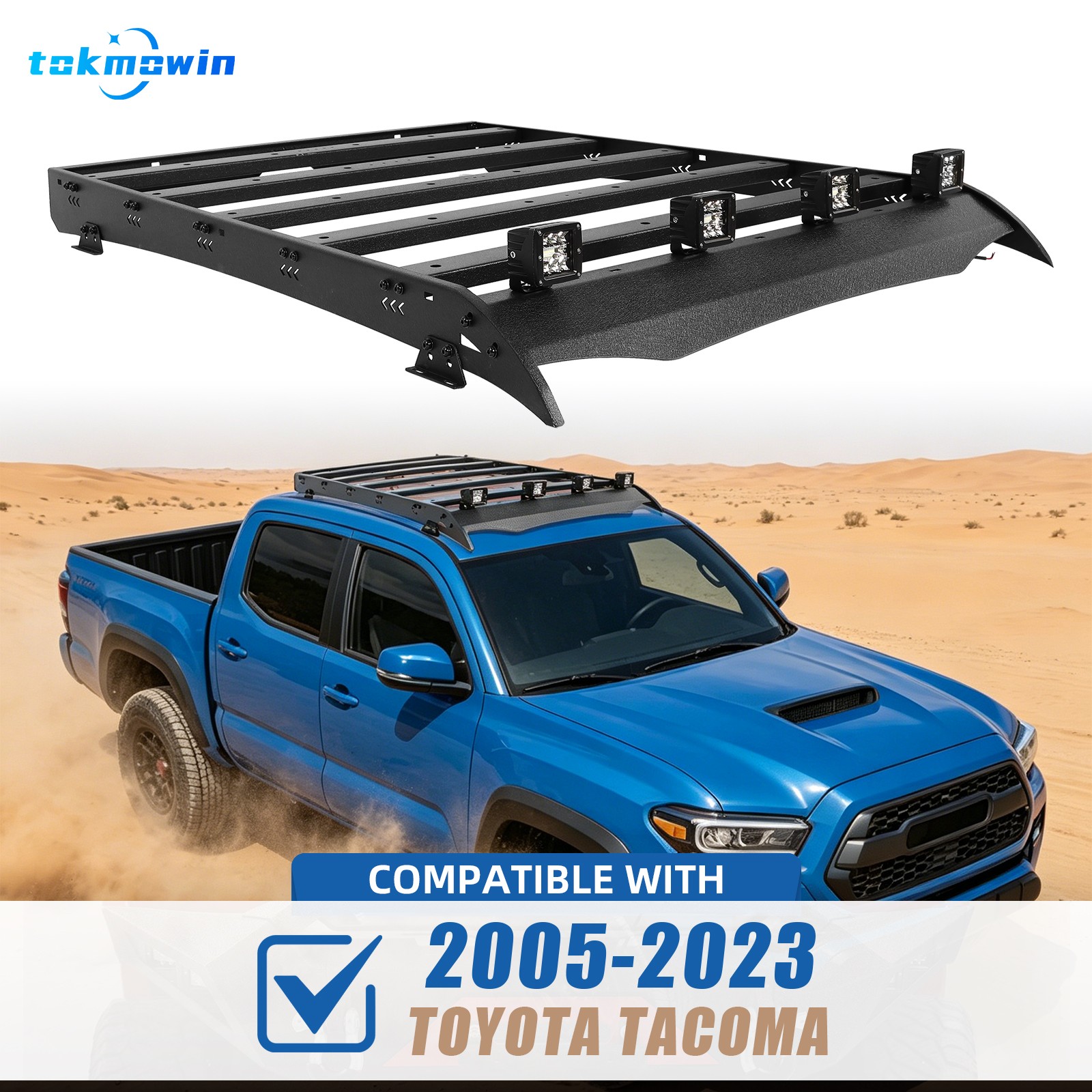 330 LBS Roof Rack Cargo Carrier Heavy Steel For Toyota Tacoma 2005-23 Double Cab