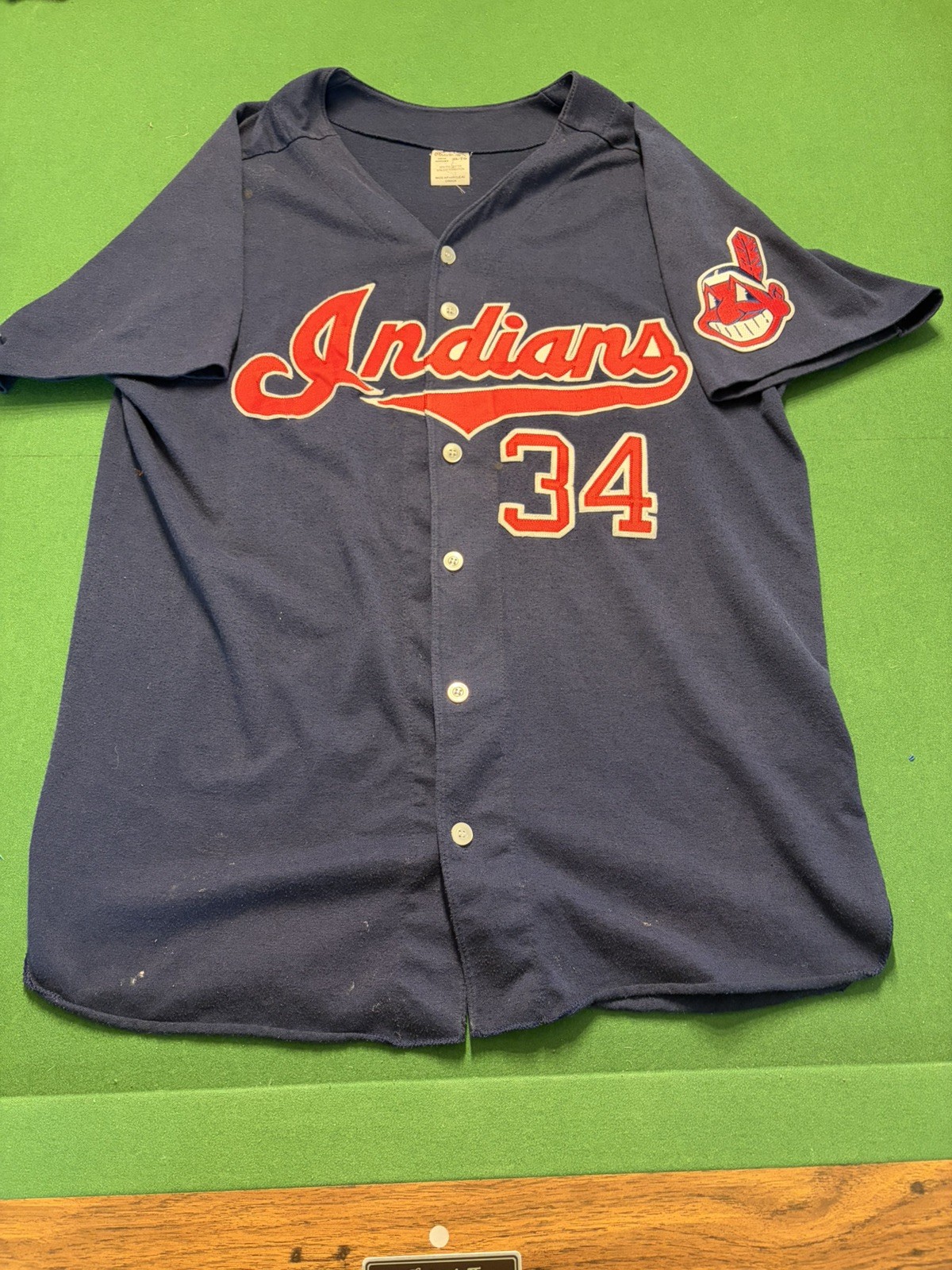 Vintage Cleveland Indians Wool Jersey Men’s XL Retro Stitched Logos Numbers