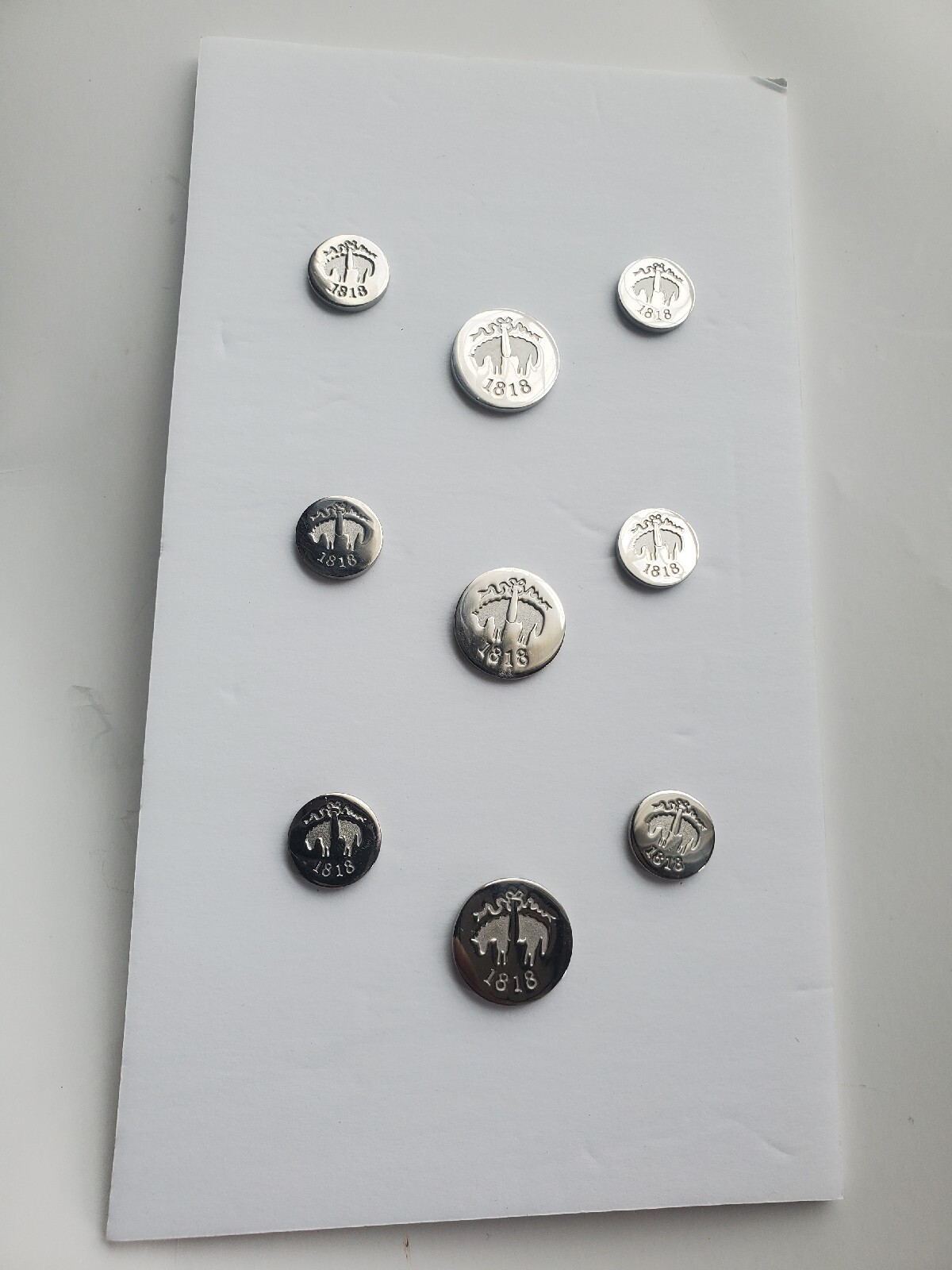 Brooks Brothers 1818 brand new set of 9 Replacement  Sylver Metal  Buttons 