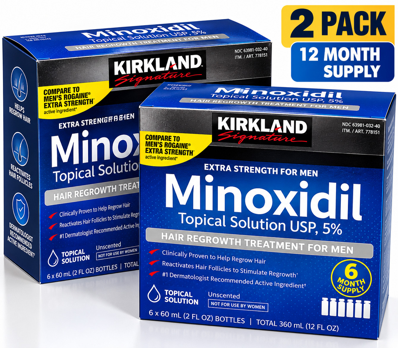 Tropical Solution Hair Minoxidil 5% Kirkland - 12 Month Supply