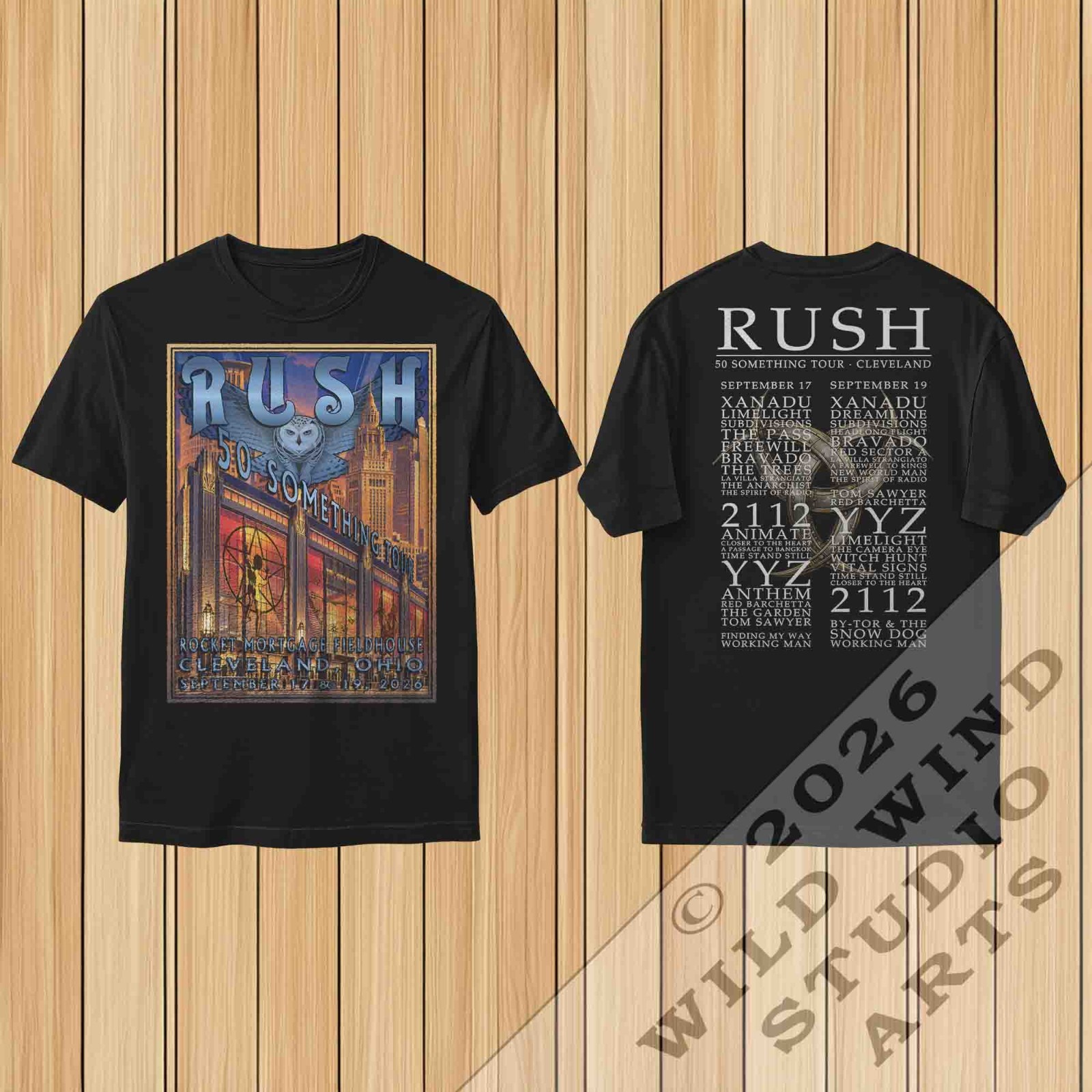 Rush Cleveland Concert T-Shirt w/Setlist On Back
