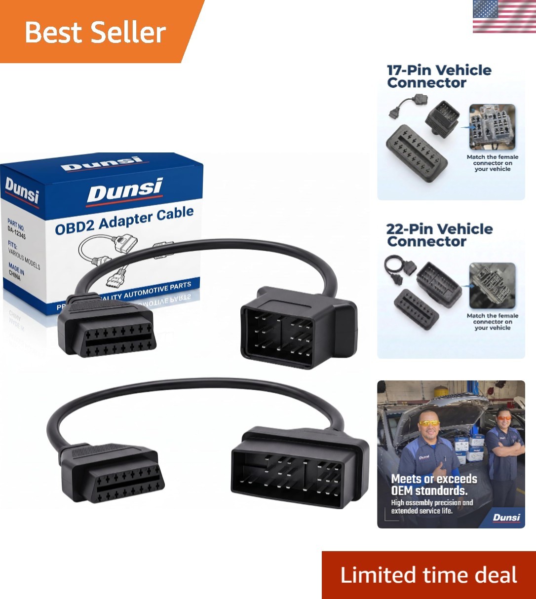 Toyota OBD1 to OBD2 17 22 Pin Diagnostic Adapter Converter for 16 Pin OBD2