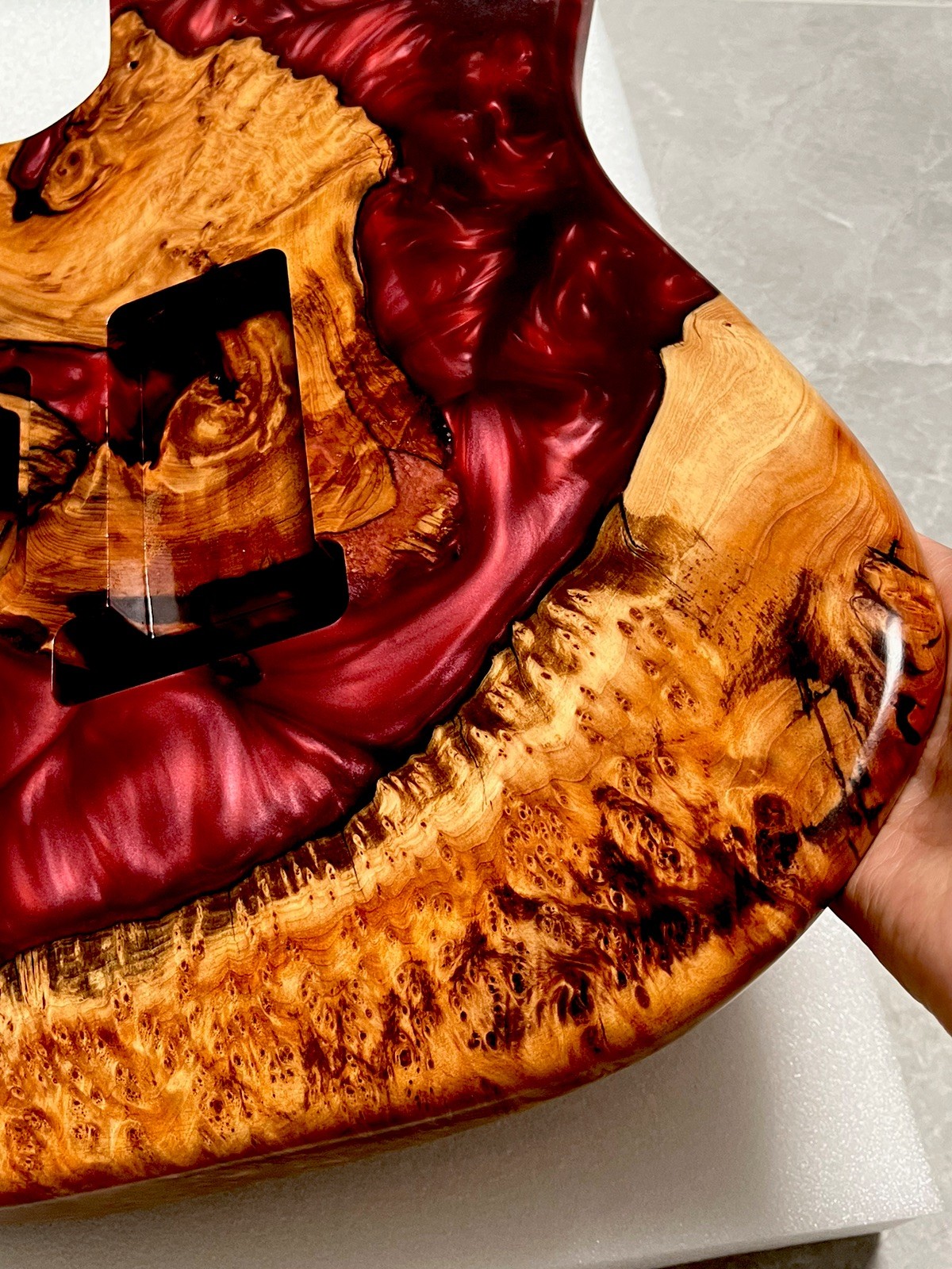 AAAAA Burl  Wood Full Epoxy Resin Electric Guitar Custom Replacement Body