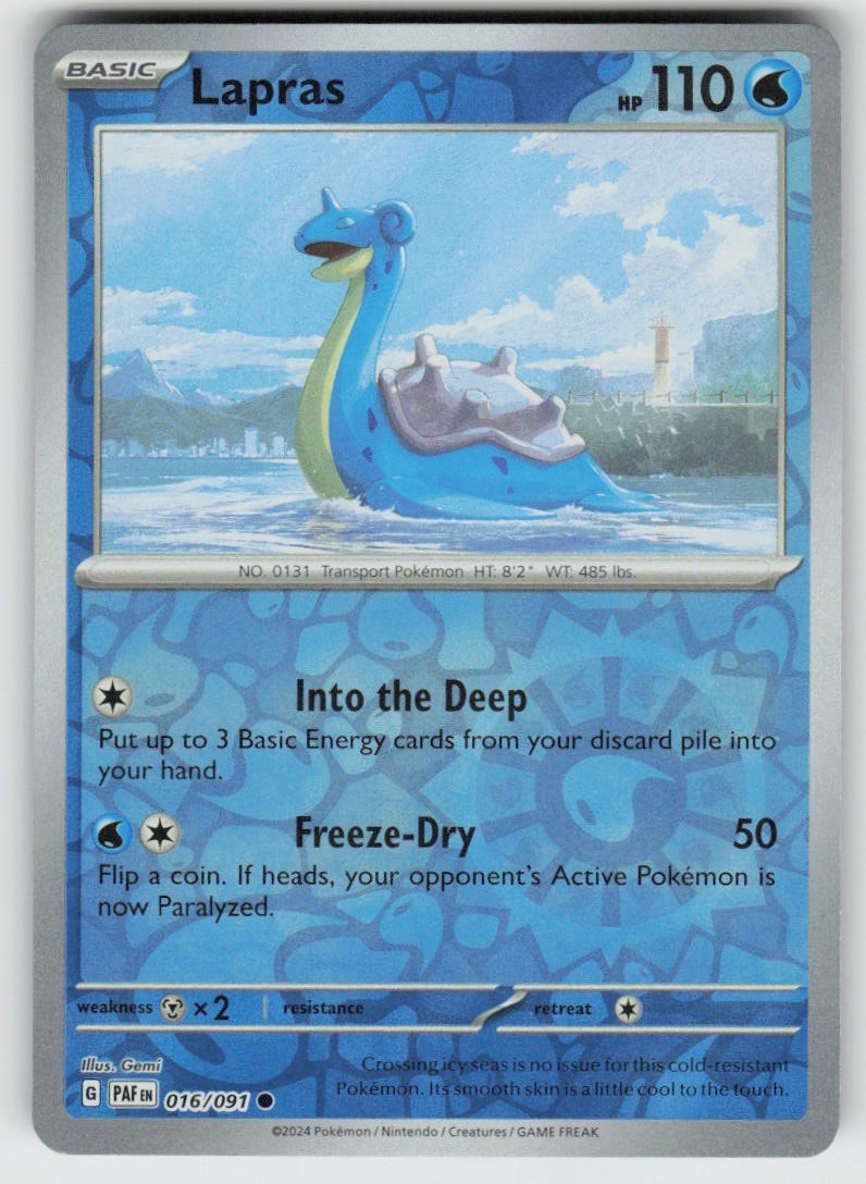 PO-01 Reverse Holo Lapras 016/091 Common SV: Paldean Fates
