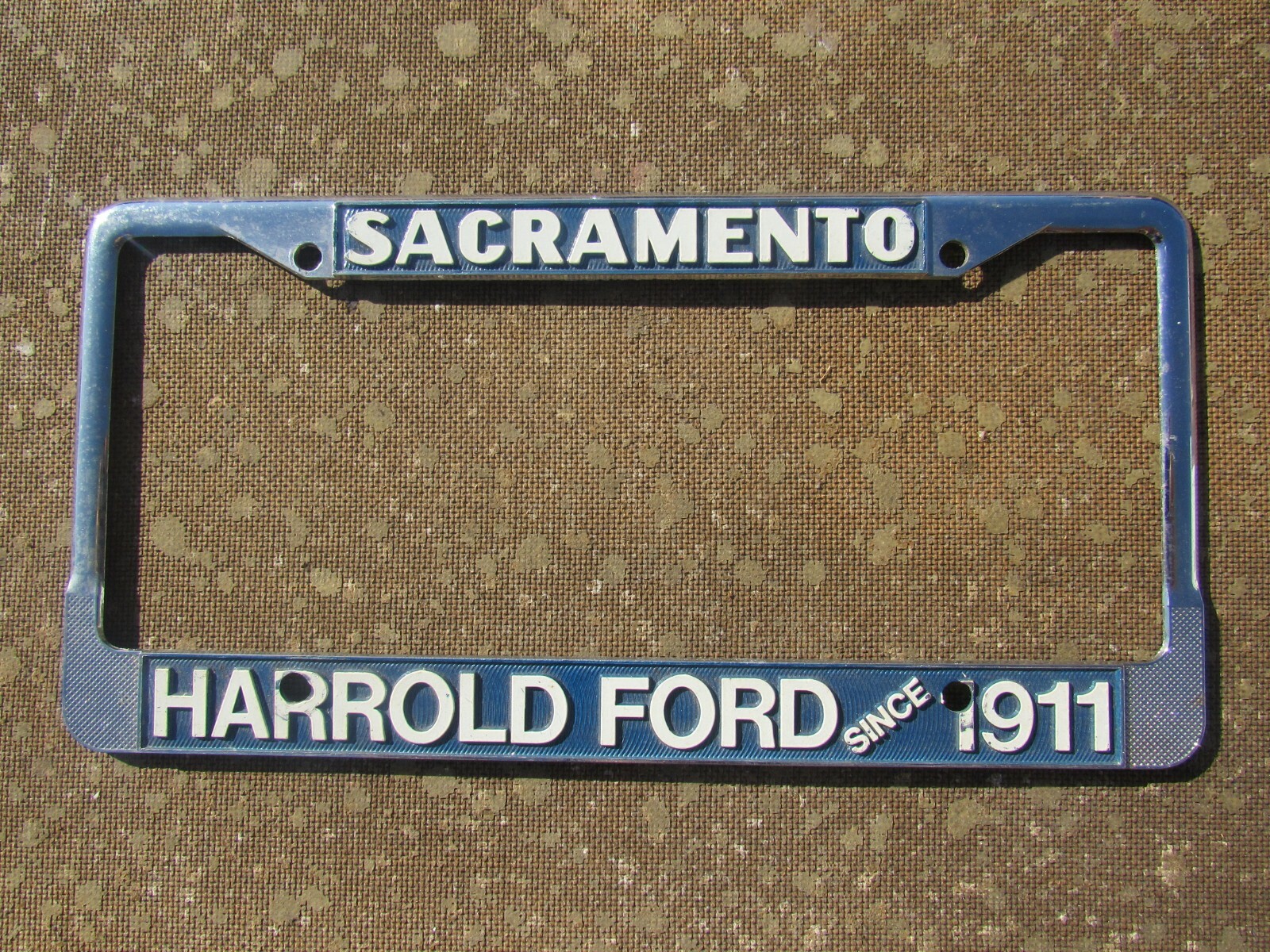 Vintage Sacramento Harrold Ford Since 1911 Dealership License Frame Tag Old Vintage Sacramento Harrold Ford Since 1911 Dealership License Frame Tag Old