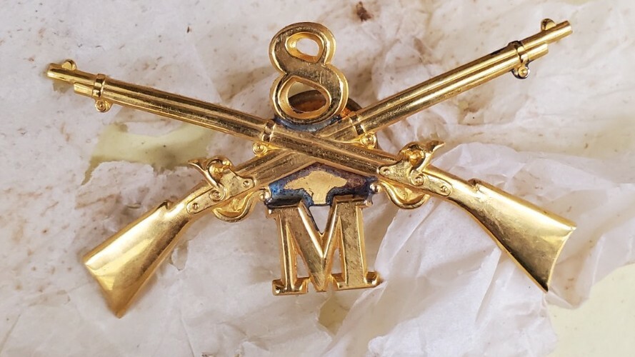 Original Pre-WWI/SAW 8th Infantry Cap  Company M Badge Span-Am 