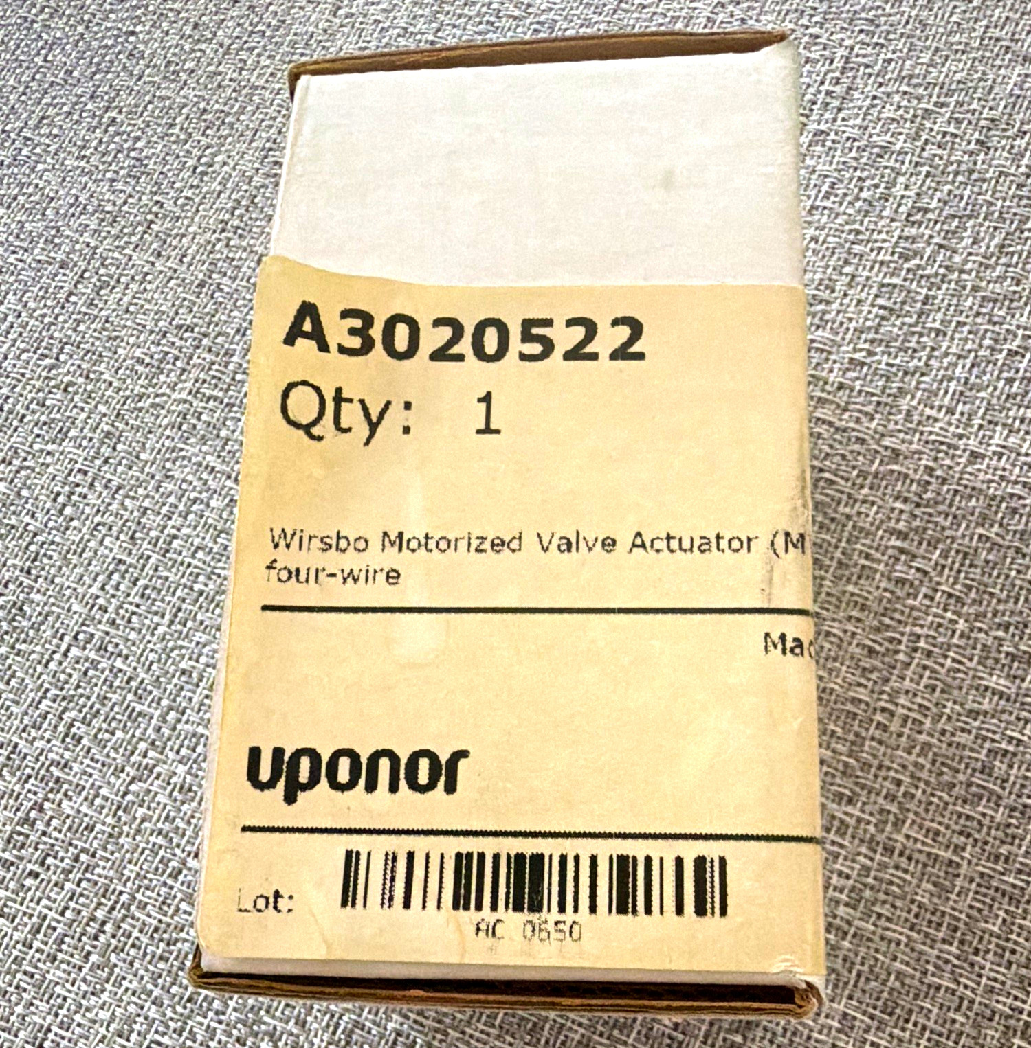 Uponor Wirsbo Motorized Valve Actuator A3020522 24VAC 0.25A 4-Wire