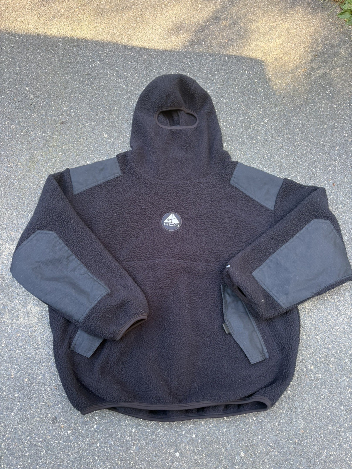 VTG Nike ACG 2000\'s Y2K USA Black Balaclava Ninja Fleece Oversized Large Hoodie VTG Nike ACG 2000\'s Y2K USA Black Balaclava Ninja Fleece Oversized Large Hoodie