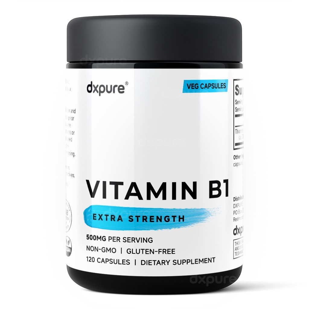 Vitamin B1 Thiamine 500mg - 120 Capsules - Gluten Free Non-GMO