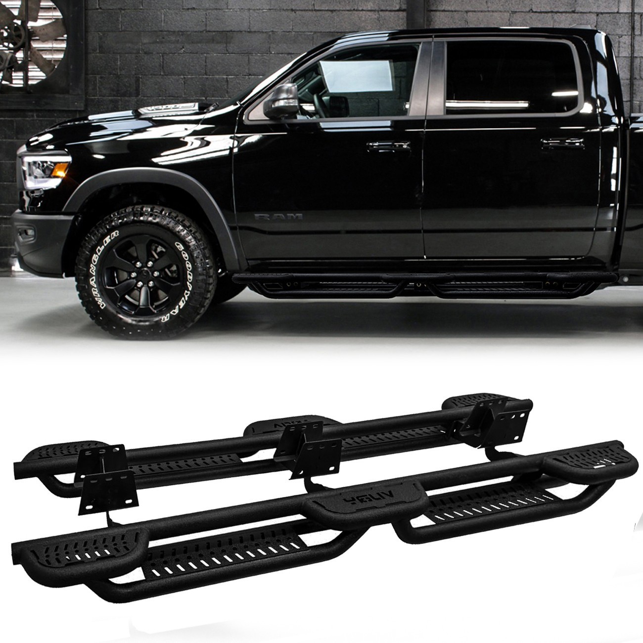 Vijay Fit 2019-2026 Dodge Ram 1500 Crew Cab Running Boards Steel Nerf Bar