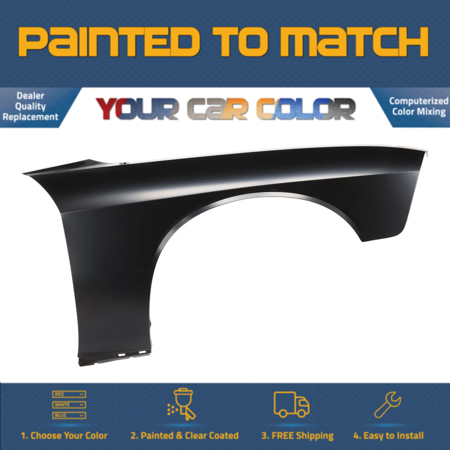 For 2008-2023 DODGE CHALLENGER, Right Fender (Passenger Side) Painted to Match