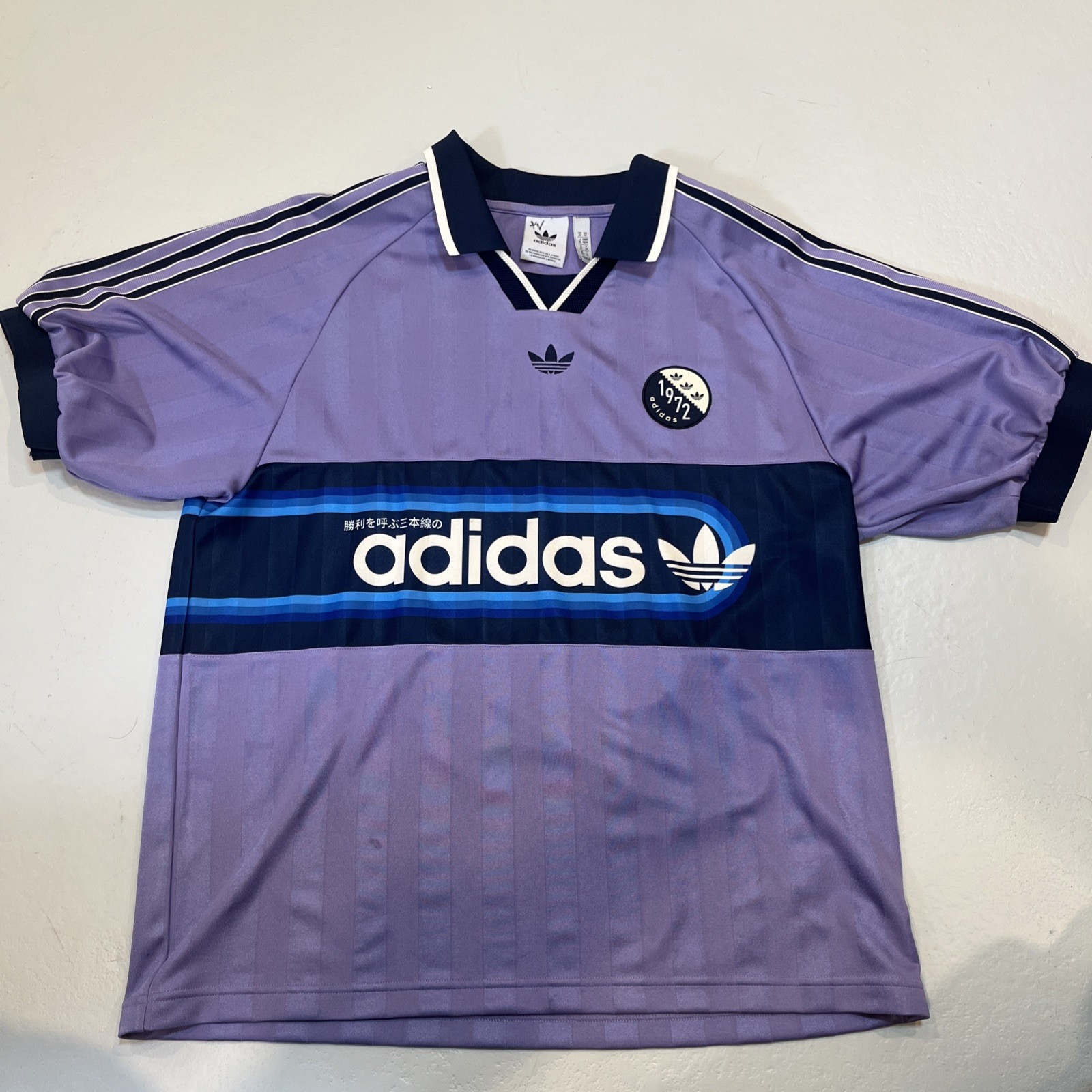Adidas Soccer Jersey Shirt Mens M Purple Trefoil 3 Stripes 1972 Crest HTF Adidas Soccer Jersey Shirt Mens M Purple Trefoil 3 Stripes 1972 Crest HTF