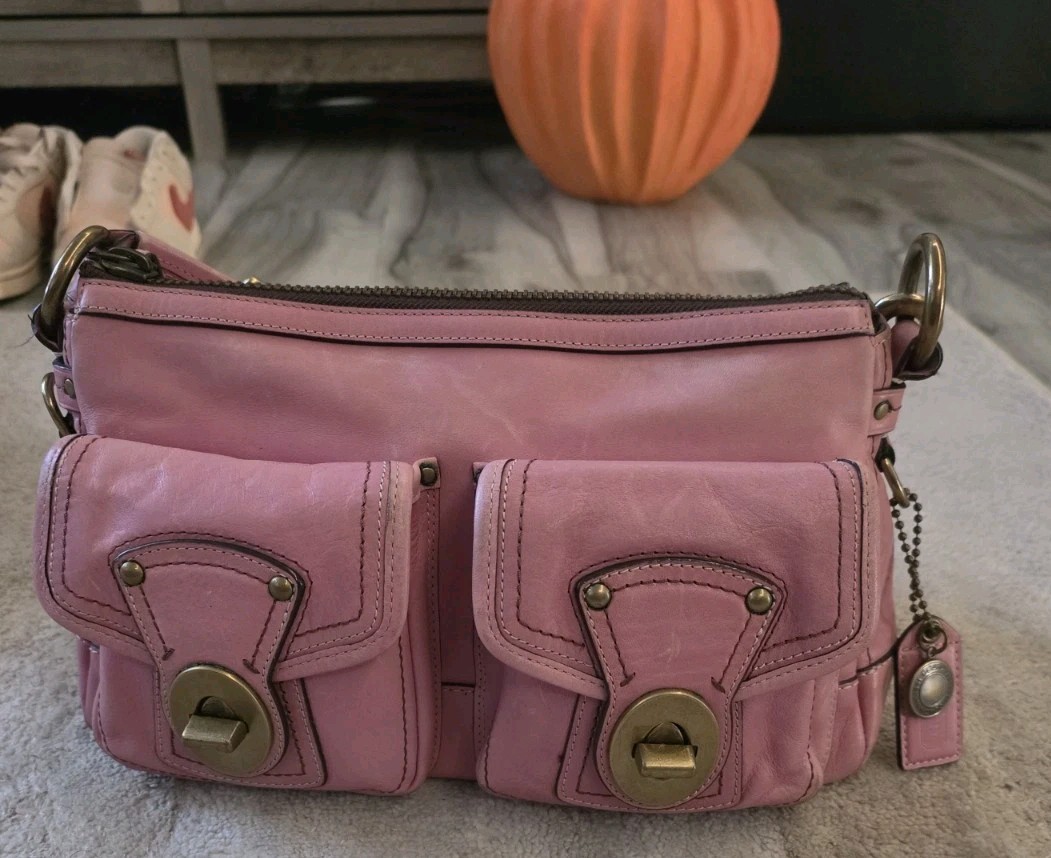 VTG Coach Coral Pink Double Turnlock Legacy Shoulder Bag F12868 65thAnniversary 