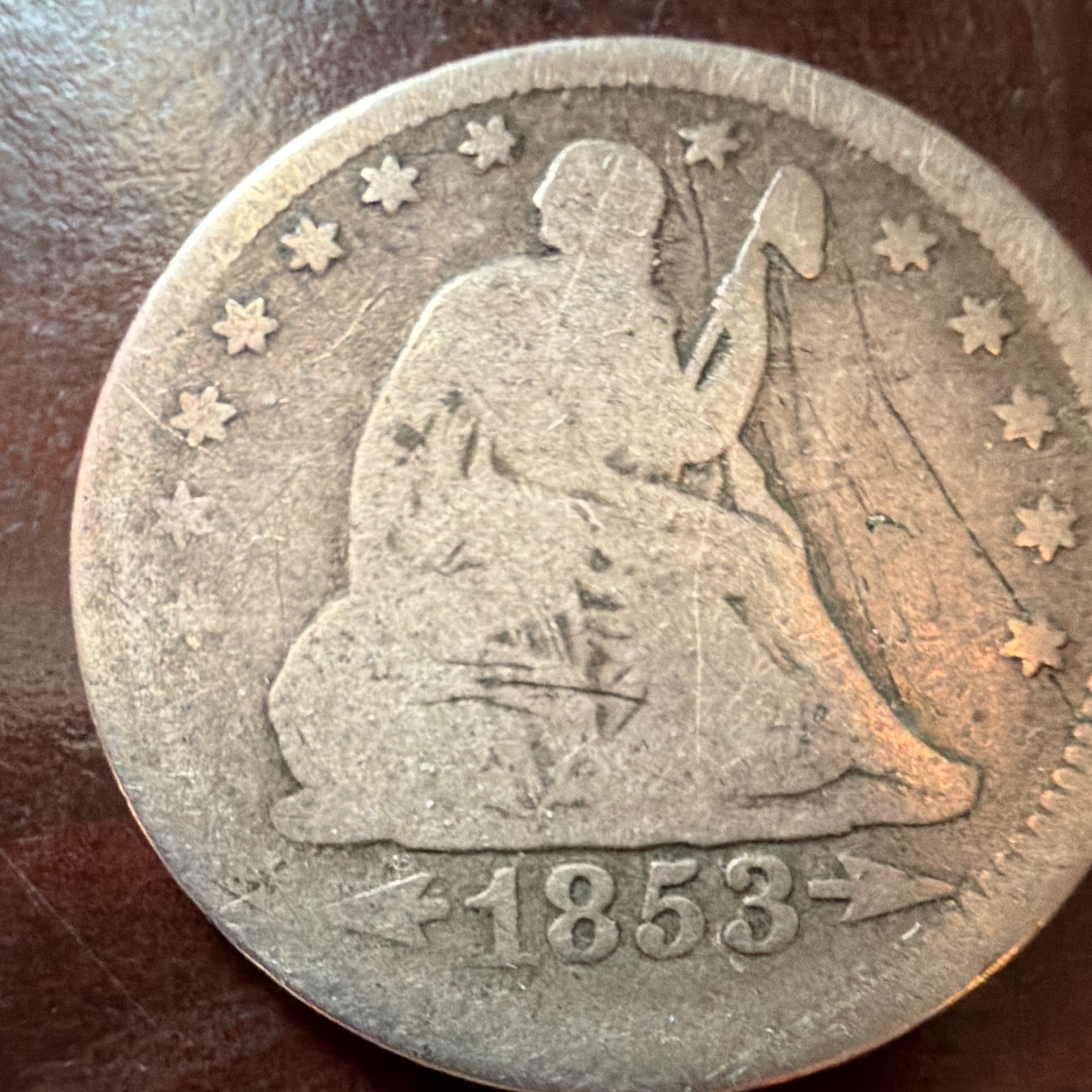 1853 Seated Liberty Quarter 25C Arrows & Rays Philadelphia Business Strike 1853 Seated Liberty Quarter 25C Arrows & Rays Philadelphia Business Strike