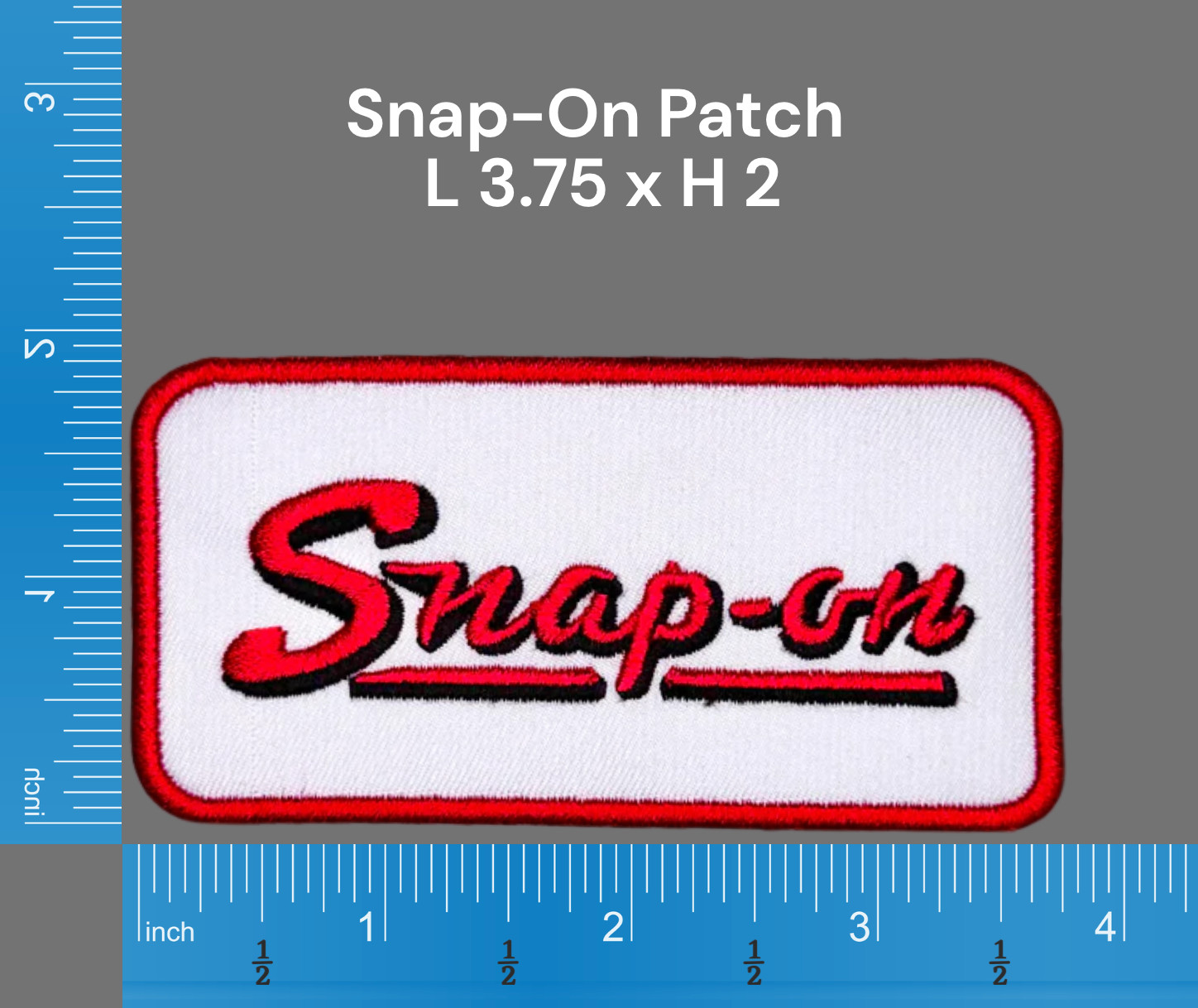 Snap-On Vintage Style Embroidered Iron-On Patch with Dimensions