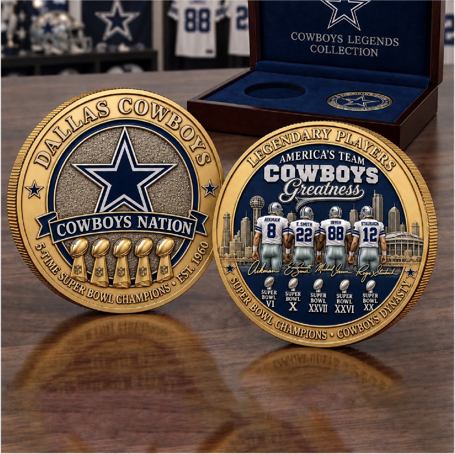 Dallas Cowboys Legends Collection Commemorative Gold Plated Coin