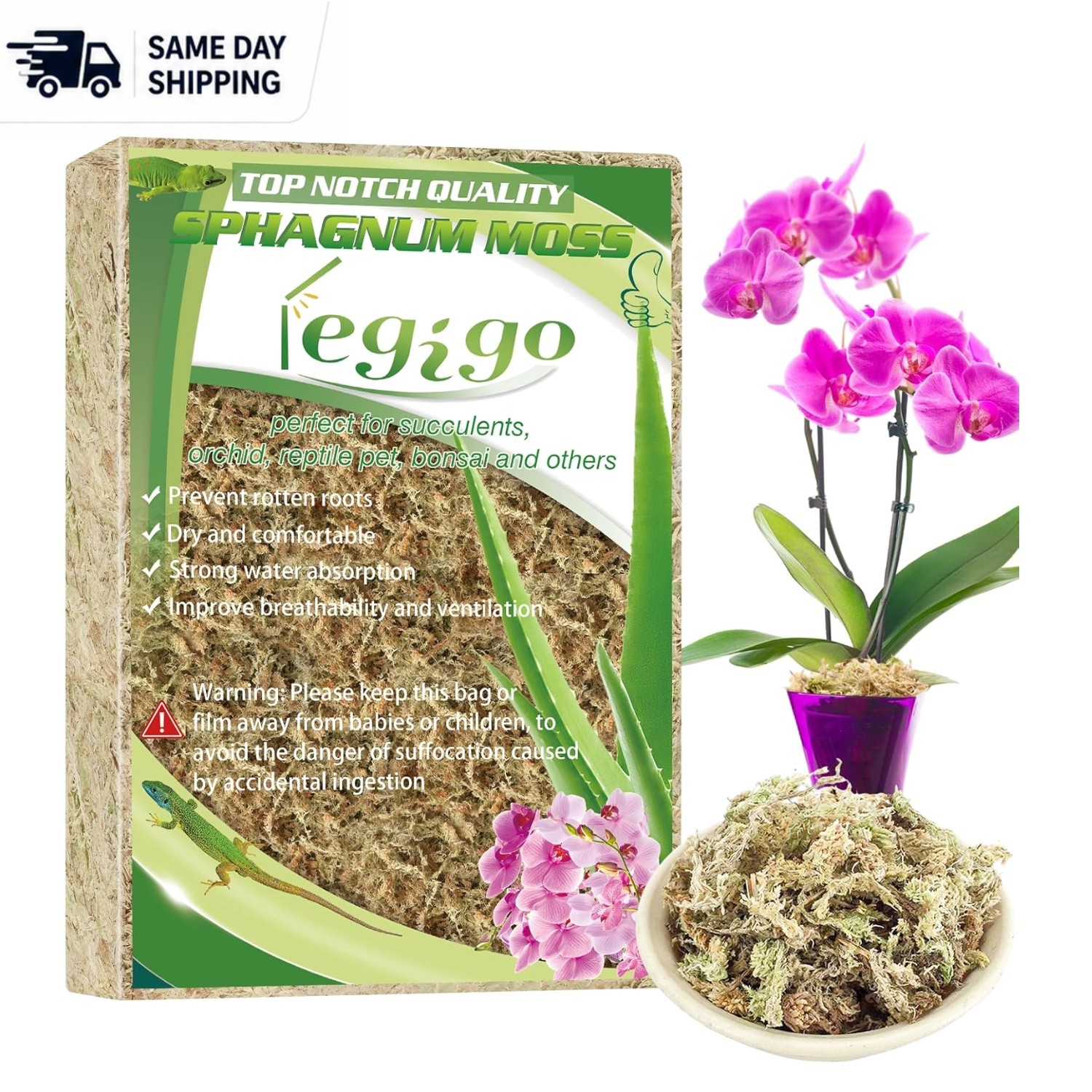4 QT Natural Sphagnum Moss - Ideal for Orchids, Succulents & Reptile Substrates 4 QT Natural Sphagnum Moss - Ideal for Orchids, Succulents & Reptile Substrates