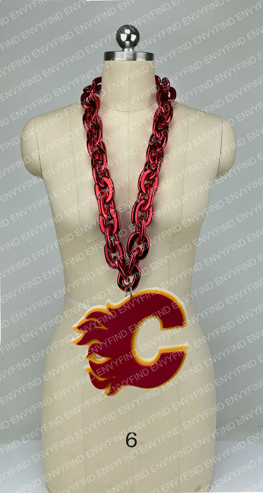 New NHL Calgary Flames BIG Fan Chain Red Necklace Foam MI USA