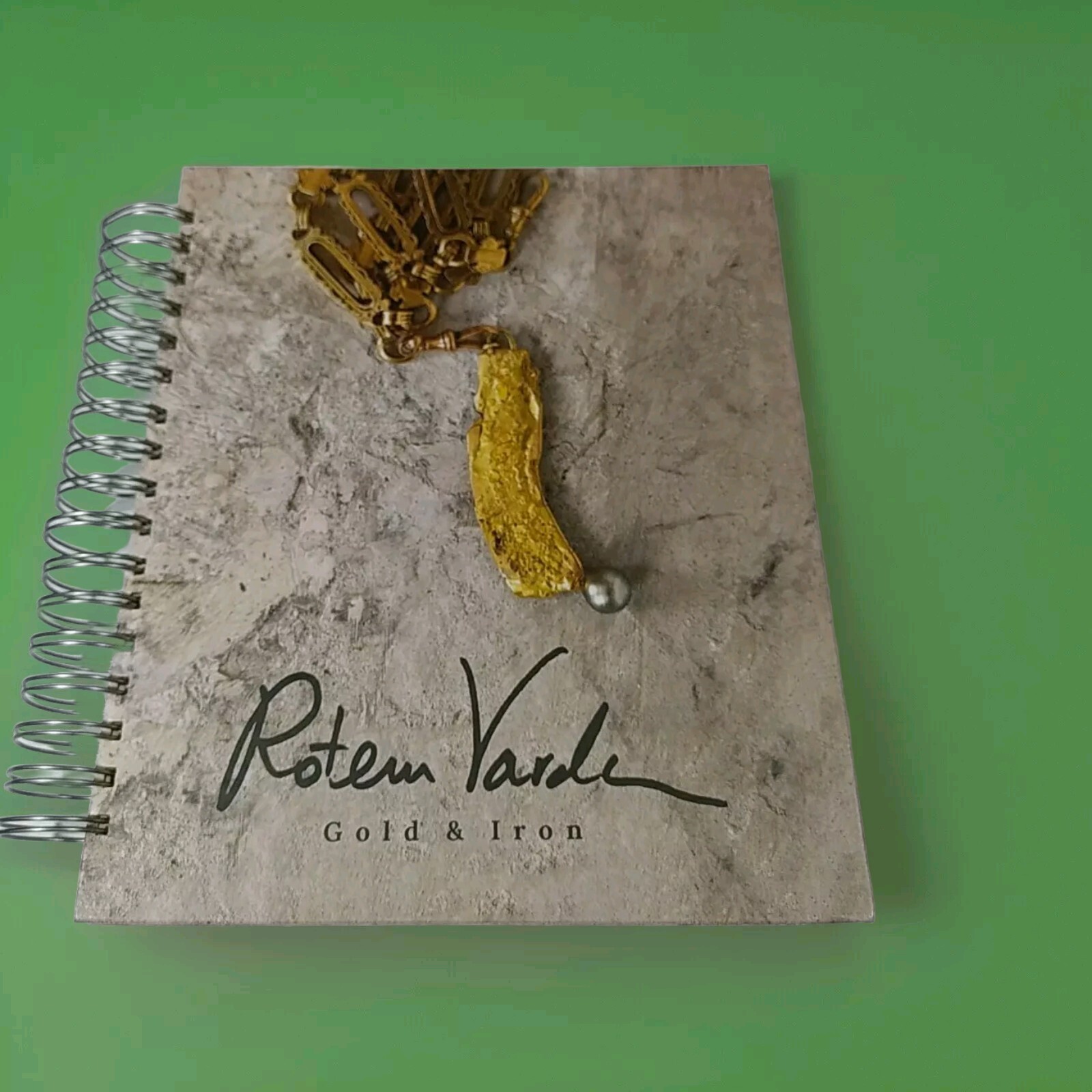 JEWISH MODERN ART KAFKAESQUE GOLD & IRON BY VARDA ROTEM IN BOTH HEBREW & ENGLISH