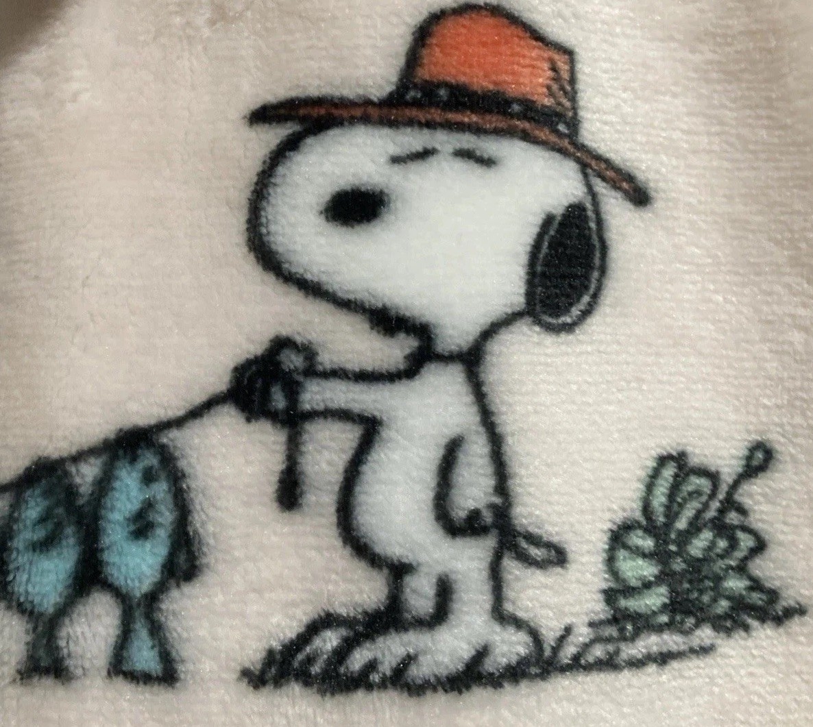 Peanuts Snoopy Woodstock Fishing Camping Berkshire VelvetLoft Throw 60x70 NWT