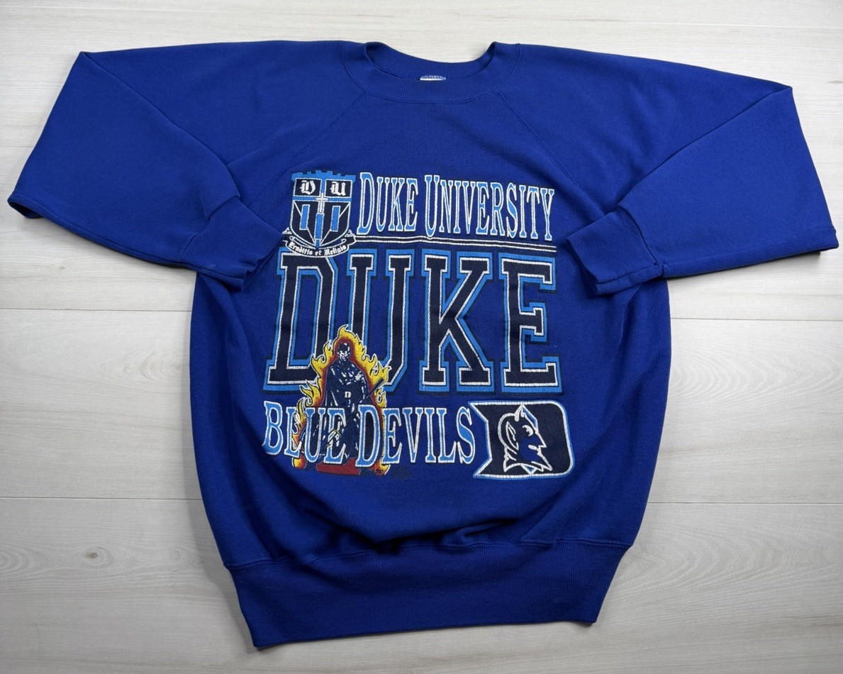 Vtg Ultra Sweats Duke Blue Devils Sweatshirt Crewneck 80s 90s USA Made L RARE