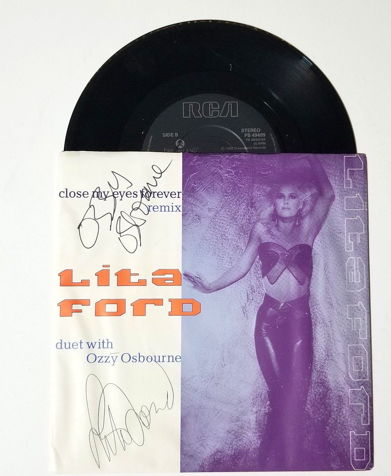 Ozzy Osbourne & Lita Ford SIGNED Close My Eyes Forever 7\