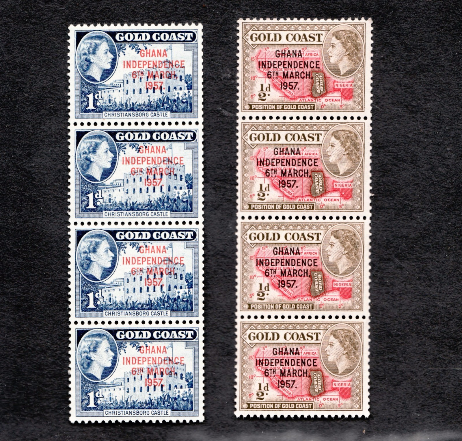 GHANA 1959 QEII #5 - 6 ** MNH fresh Gold Coast Independence overprints  