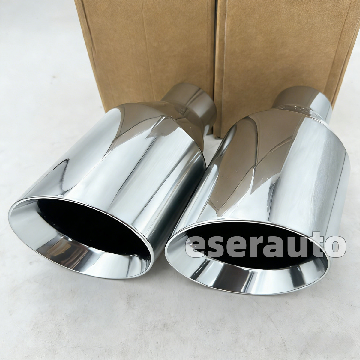 2X Dodge RT SRT RAM 5″ Big Silver Exhaust Tip 2.5″ Inlet Angle Cut Double Wall