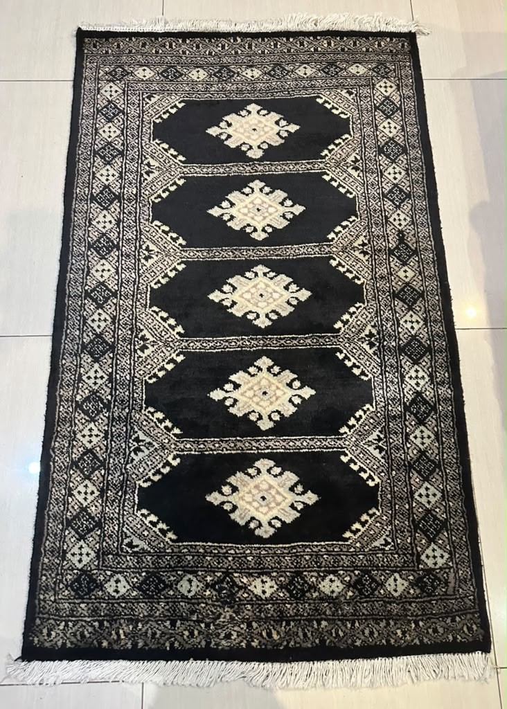 Vintage 2-8x4-4 Wool Tribal Hand-Knotted Turkoman Oriental Geometric Antique Rug
