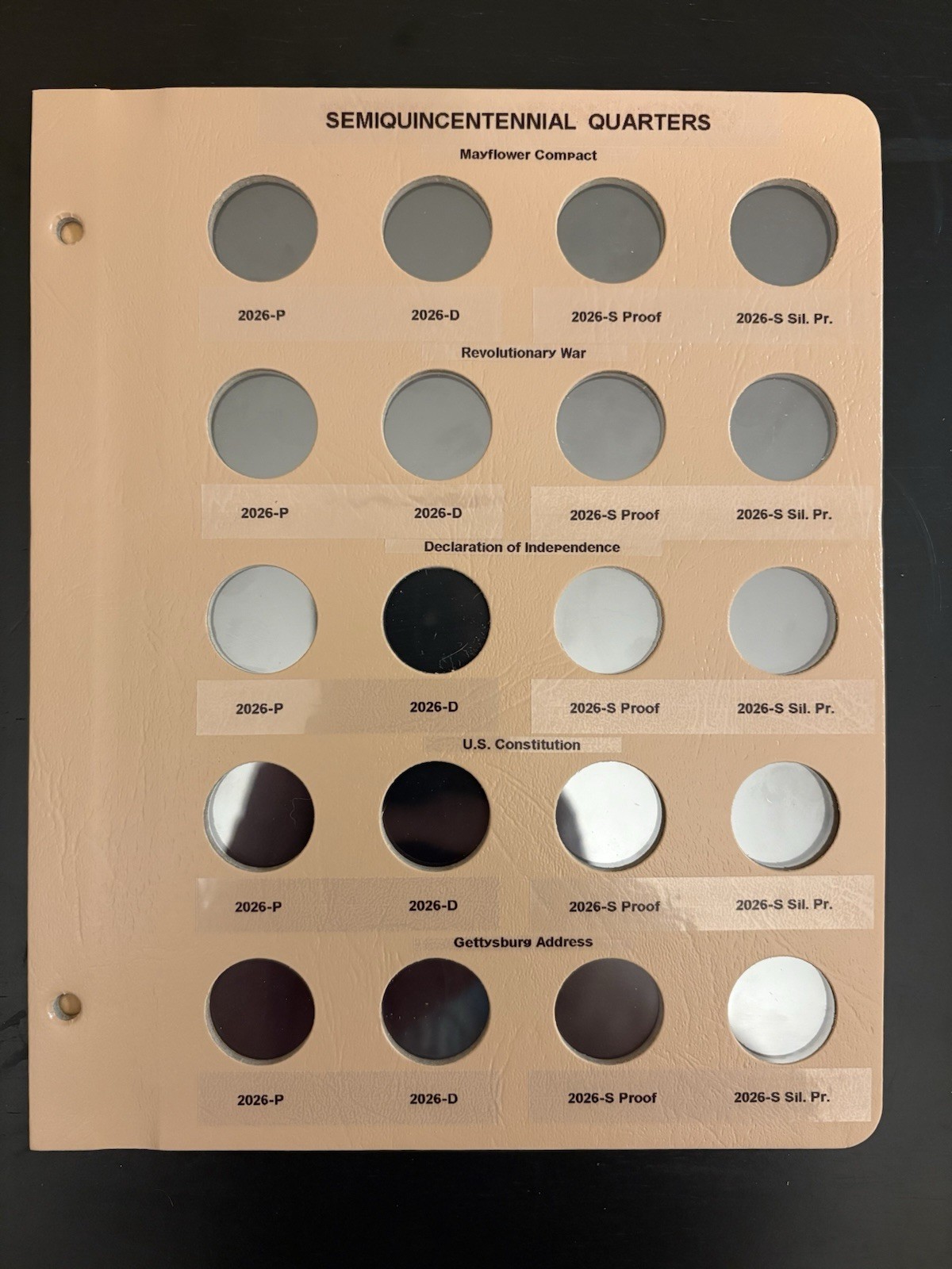 Custom Dansco Page #7140, #8140, #8141: 2026 PDSS, Semiquincentennial Quarters