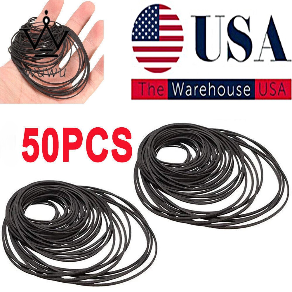 50PCS Rubber Drive Belt Kit for Cassette Player Recorder Repair Replacement New