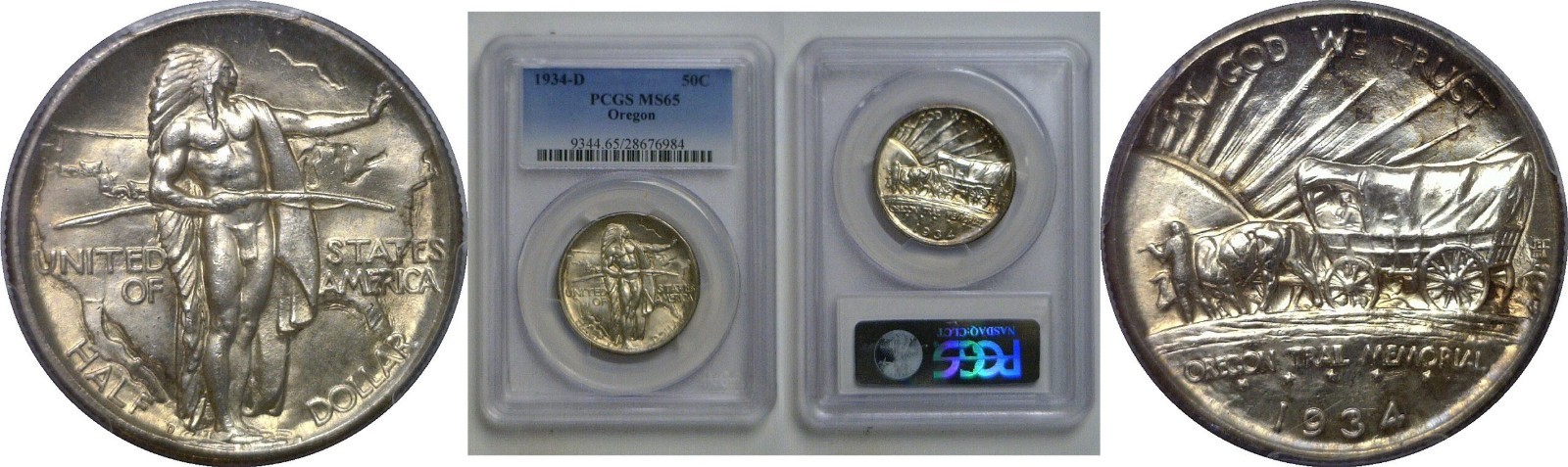 1934-D Oregon Trail Commemorative Half Dollar PCGS MS-65